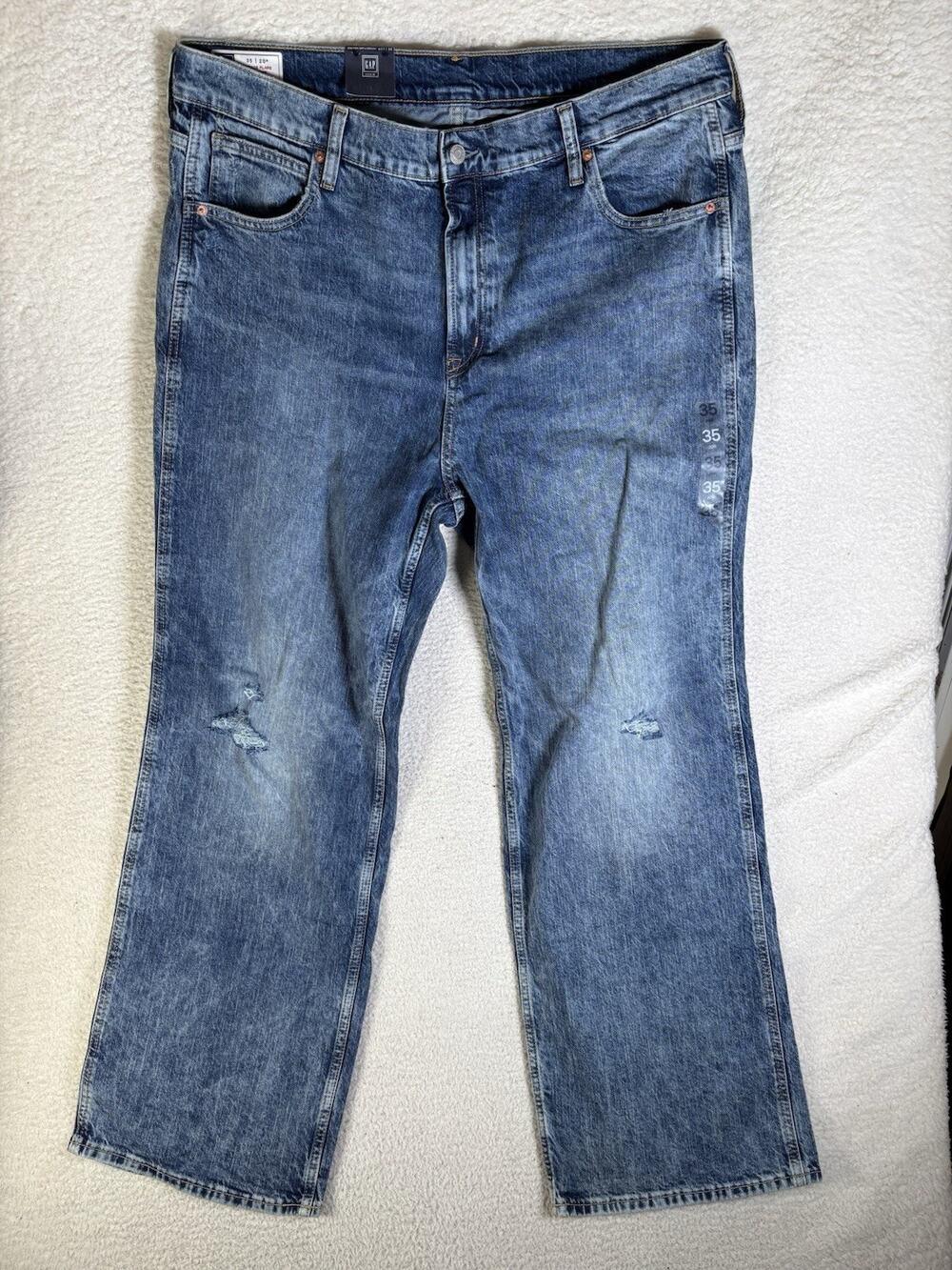NEW GAP Jeans Womens 35 20R 40x30 Baggy Flare High Rise Y2K Distressed